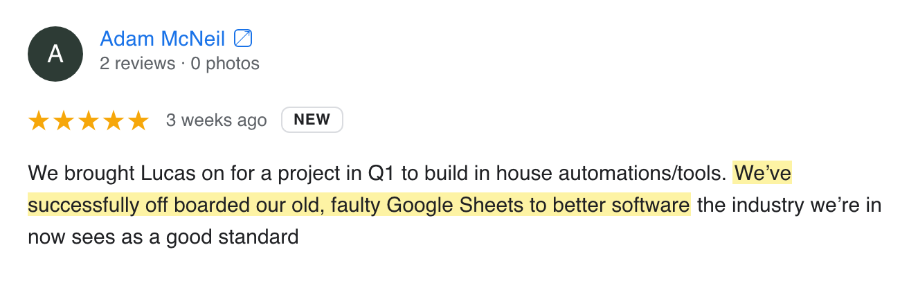 Google review screenshot