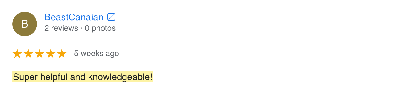 Google review screenshot